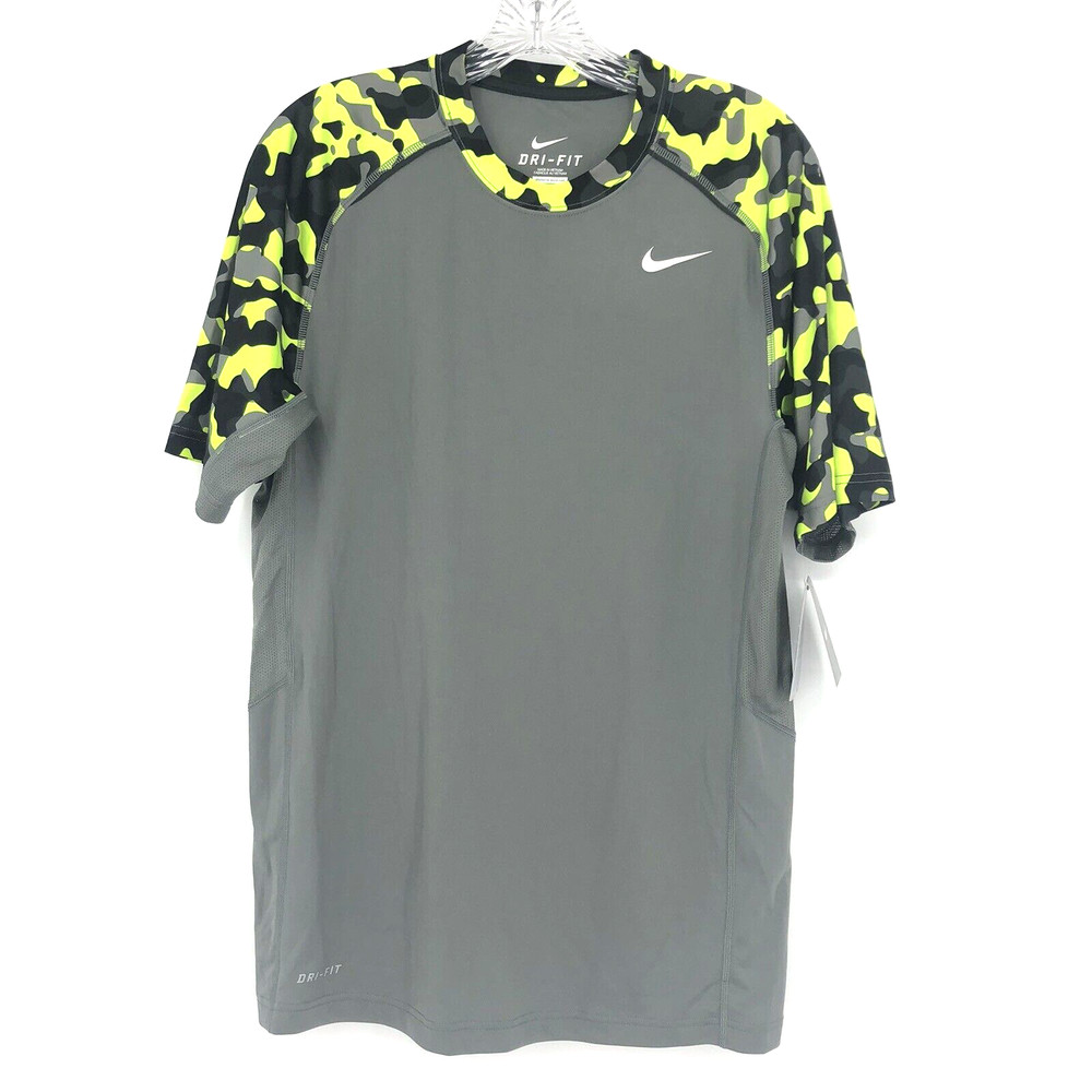 Men's Nike Legends Stay Cool Gray & Green & Black Camo Shirt NWT Size Small