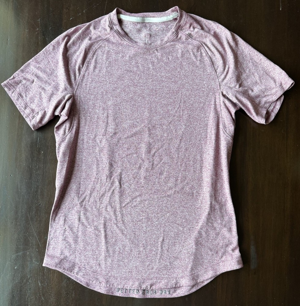 EUC Men’s Lululemon Athletic Tech Short Sleeve Shirt Heather Red Pink Purple S