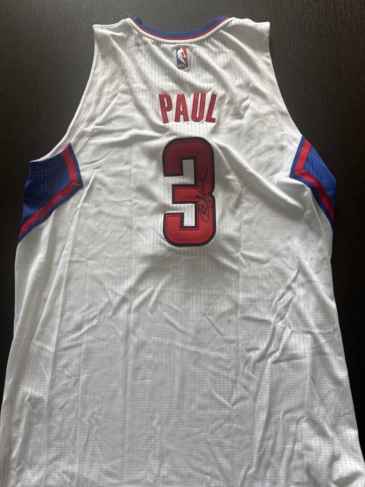 Authentic Signed Chris Paul Clippers Jersey in White with Blue and Red gallery