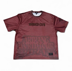 BTS Love Yourself World Tour Men’s L Maroon Mesh Jersey T-Shirt Crew Logo