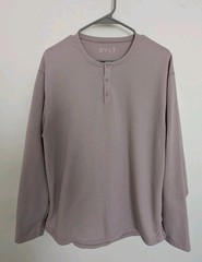 BYLT Henley Drop Cut Shirt Mens Large Iris Long Sleeve Lux Stretch