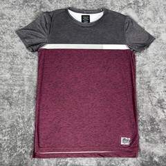 Men’s American Eagle AE ACTIVE Flex Burgundy Tee Gray/White Sz S