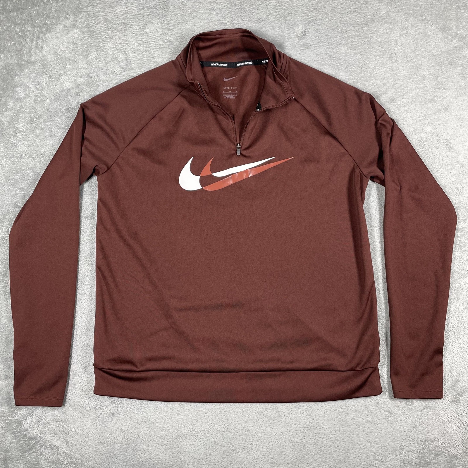 Nike Running Dri-Fit Shirt Mens Medium Brown Quarter Zip Pullover DV7247-273 gallery