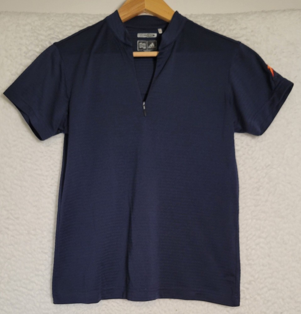 Adidas Mens ClimaCool Short Sleeve Shirt Size S Polo 1/4 Zip Blue Athletic 1518