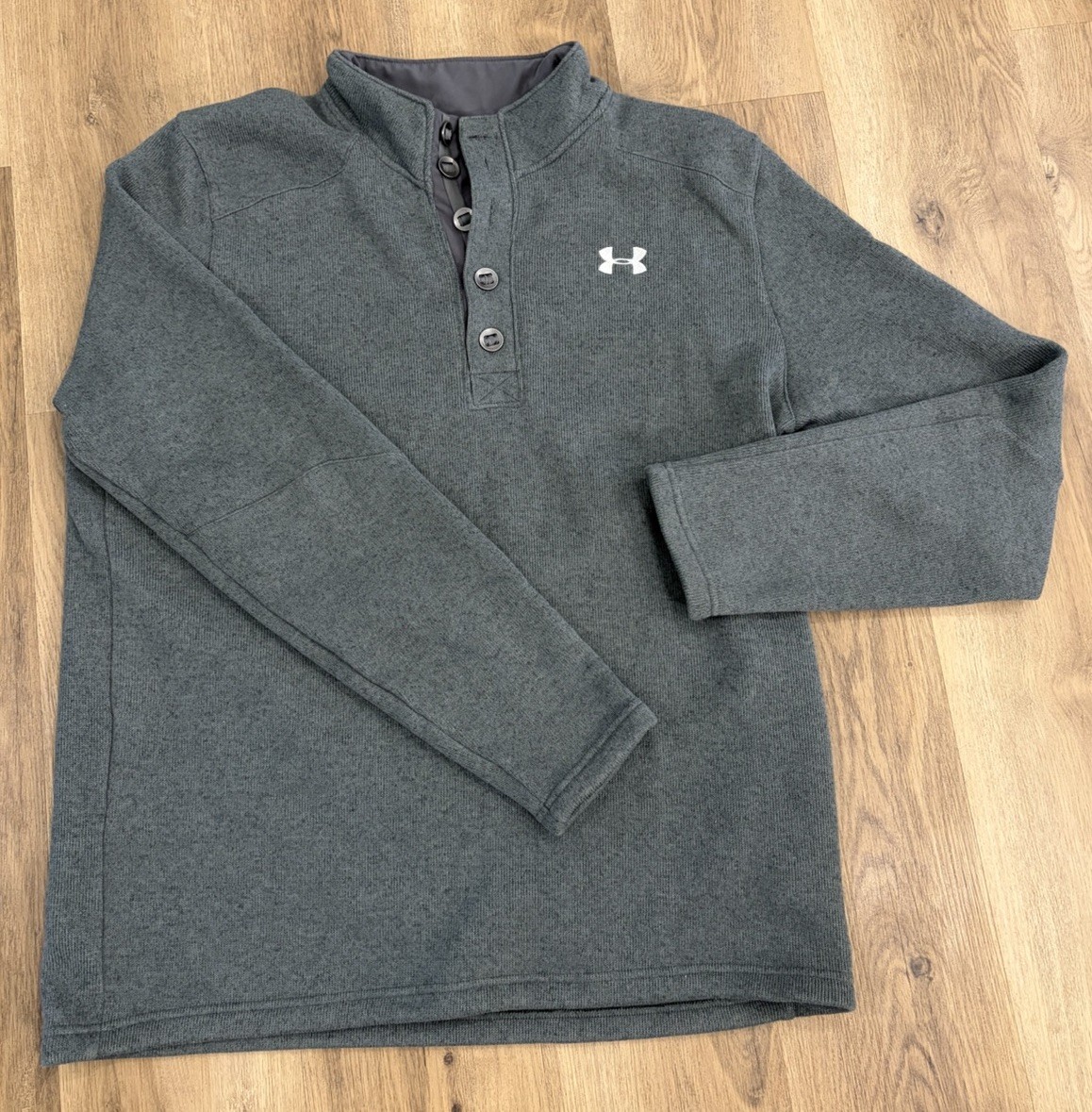 Under Armour ColdGear Henley Sweater Mens Large Gray Loose Storm UA / 2XL gallery