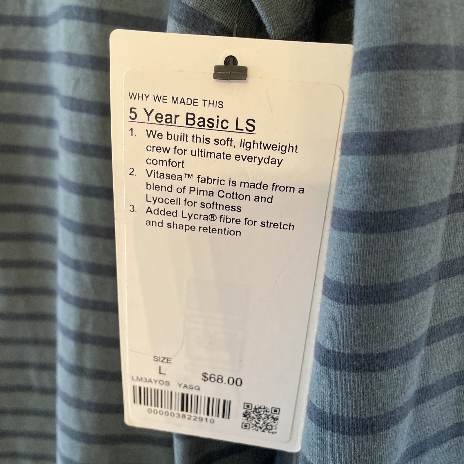 Lululemon 5 Year Basic LS Men’s Size L Yachtie Sea Steel Gravity YASG 22910 gallery