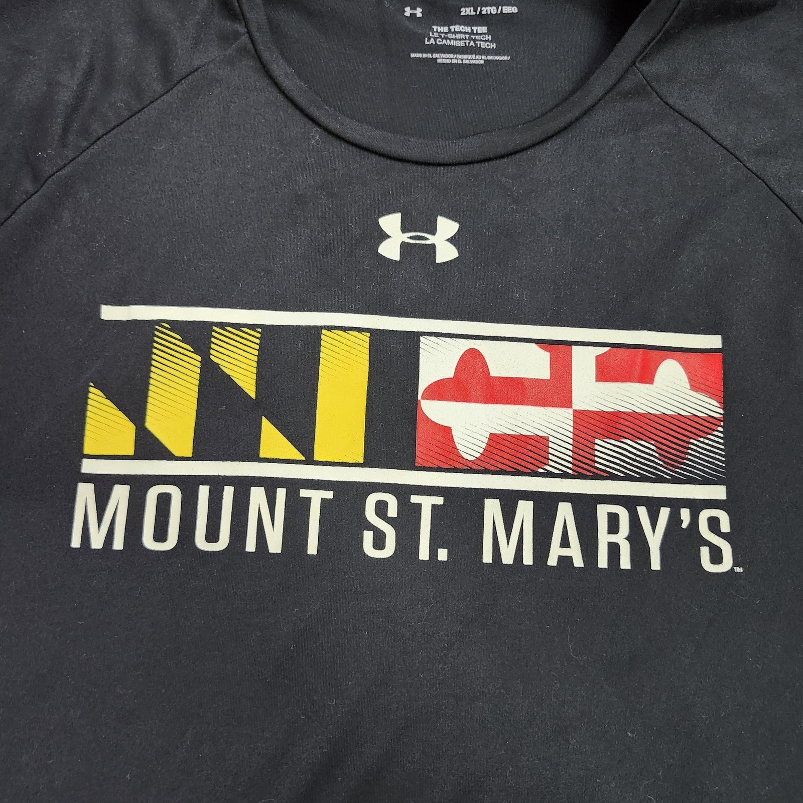 Under Armour Shirt Mens 2XL Black Mount St Mary's Tech Tee Maryland College gallery