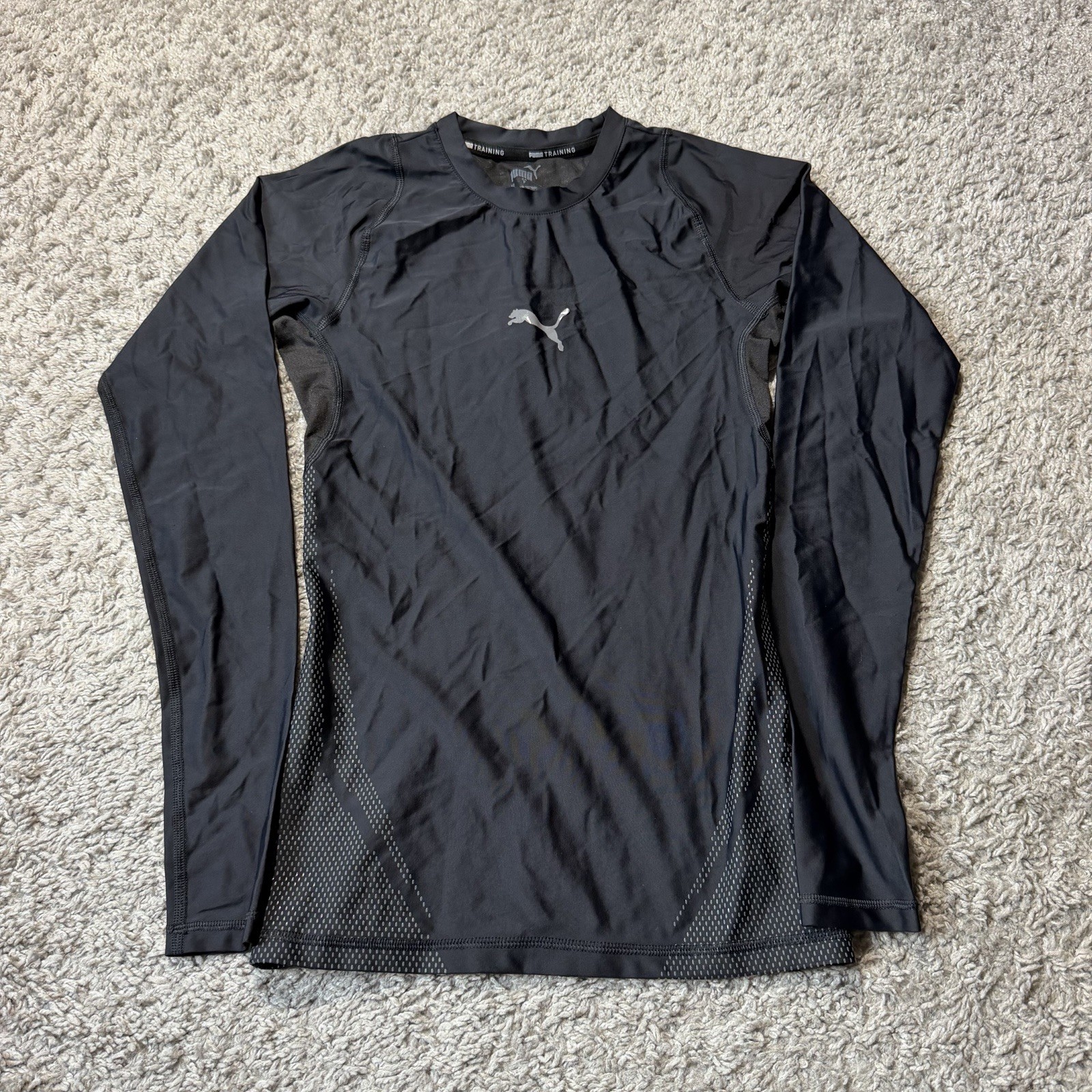 Puma Training Long Sleeve Compression Shirt Mens Small Black Stretch Performance gallery