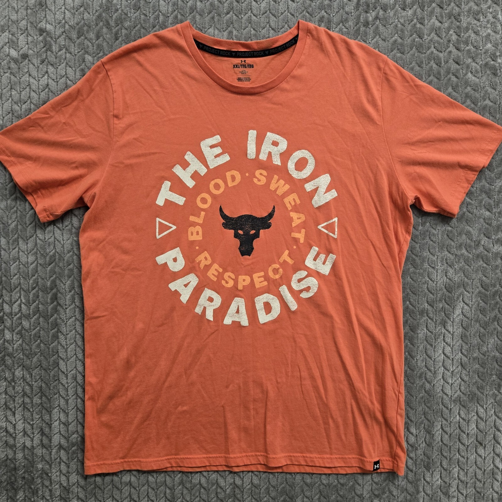 Under Armour Project Rock Mens 2XL Iron Paradise Circle BSR T-Shirt Pink Coral gallery