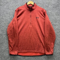 Under Armour ColdGear 1/4 Zip Pullover Mens Large Red Heathered Fleece Outdoor