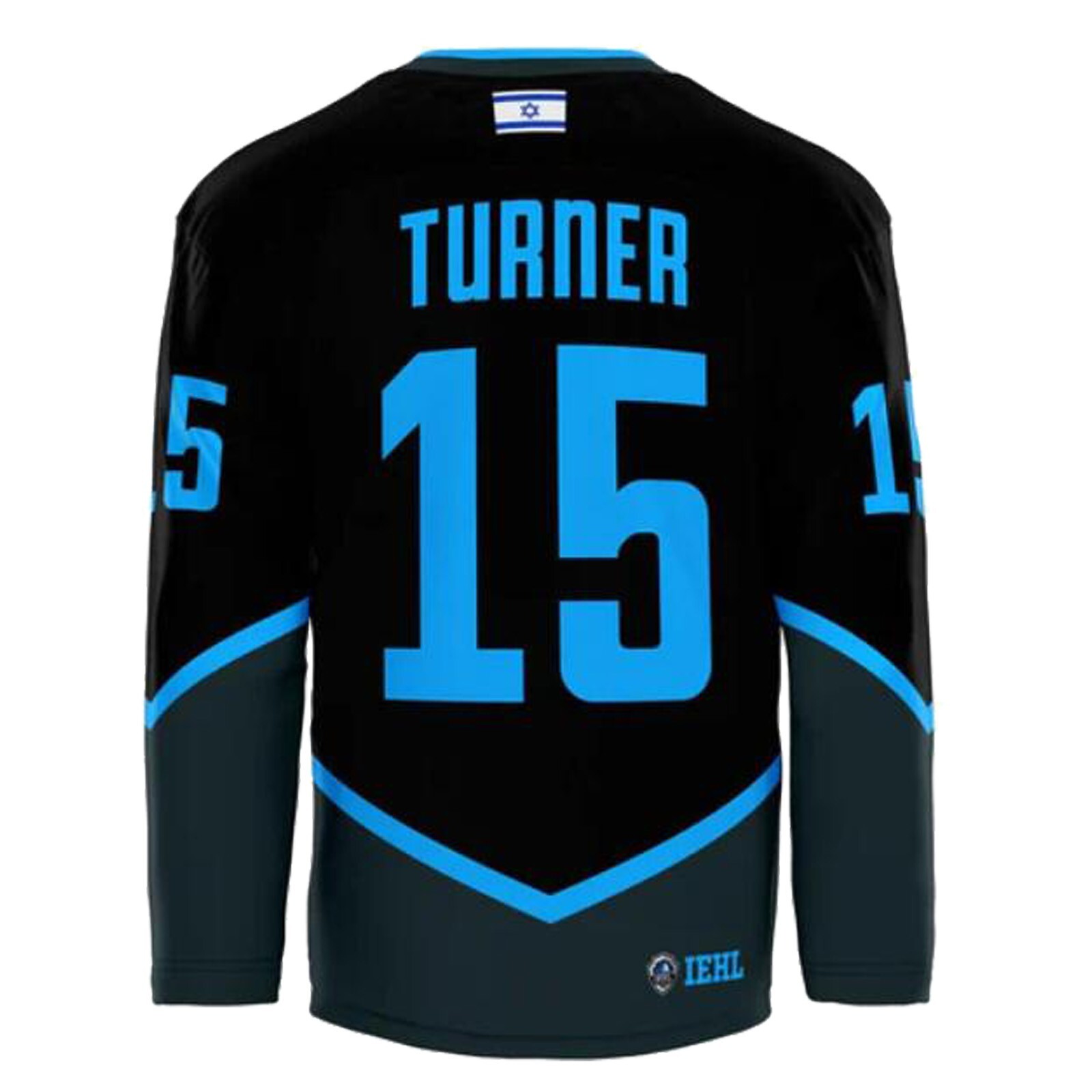 Custom Yuval Turner #15 Team Israel Hockey Jersey Black Sewn Any Names gallery
