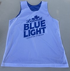 Labatt Blue Light Reversible Blue White Mesh Jersey Tank Shirt Size L