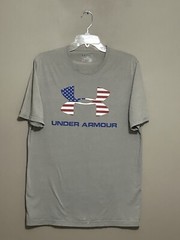 Under Armour Mens T-Shirt Gray American Flag Patriotic USA Size S