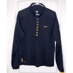 Nike Livestrong Shirt Mens M 1/4 Zip Pullover Dri Fit Athletic Black Yellow