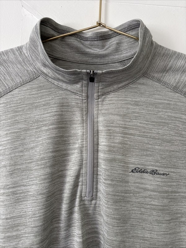 Eddie Bauer Men's Athletic 1/4 Zip Shirt Large Freedry Moisture Wicking Cinder gallery
