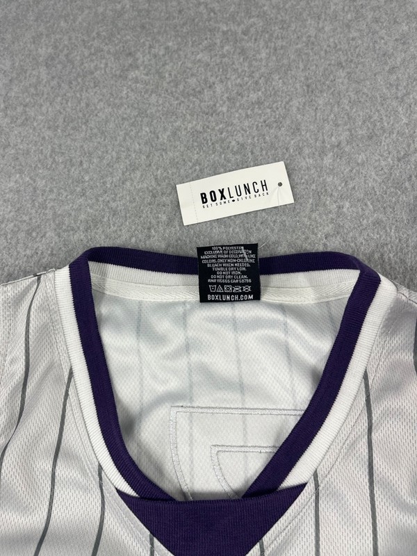 Dragon Ball Z Frieza Basketball Jersey Mens M Gray Purple Pinstripe DBZ gallery
