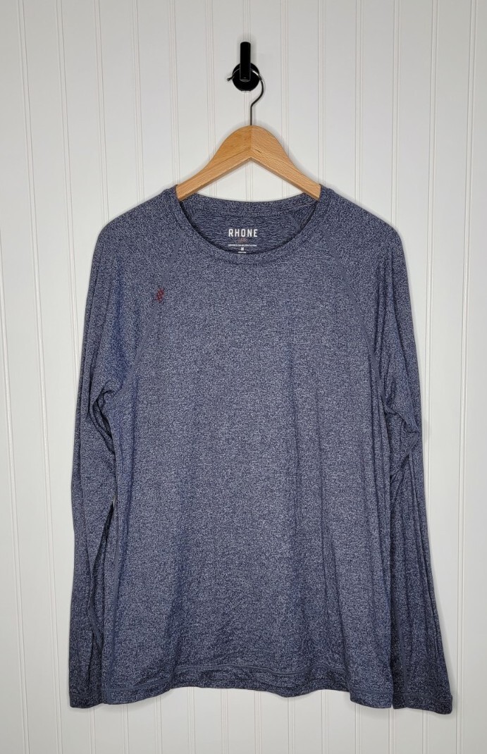 Rhone Reign Long Sleeve Performance Crewneck Shirt Men's Size Medium Blue gallery