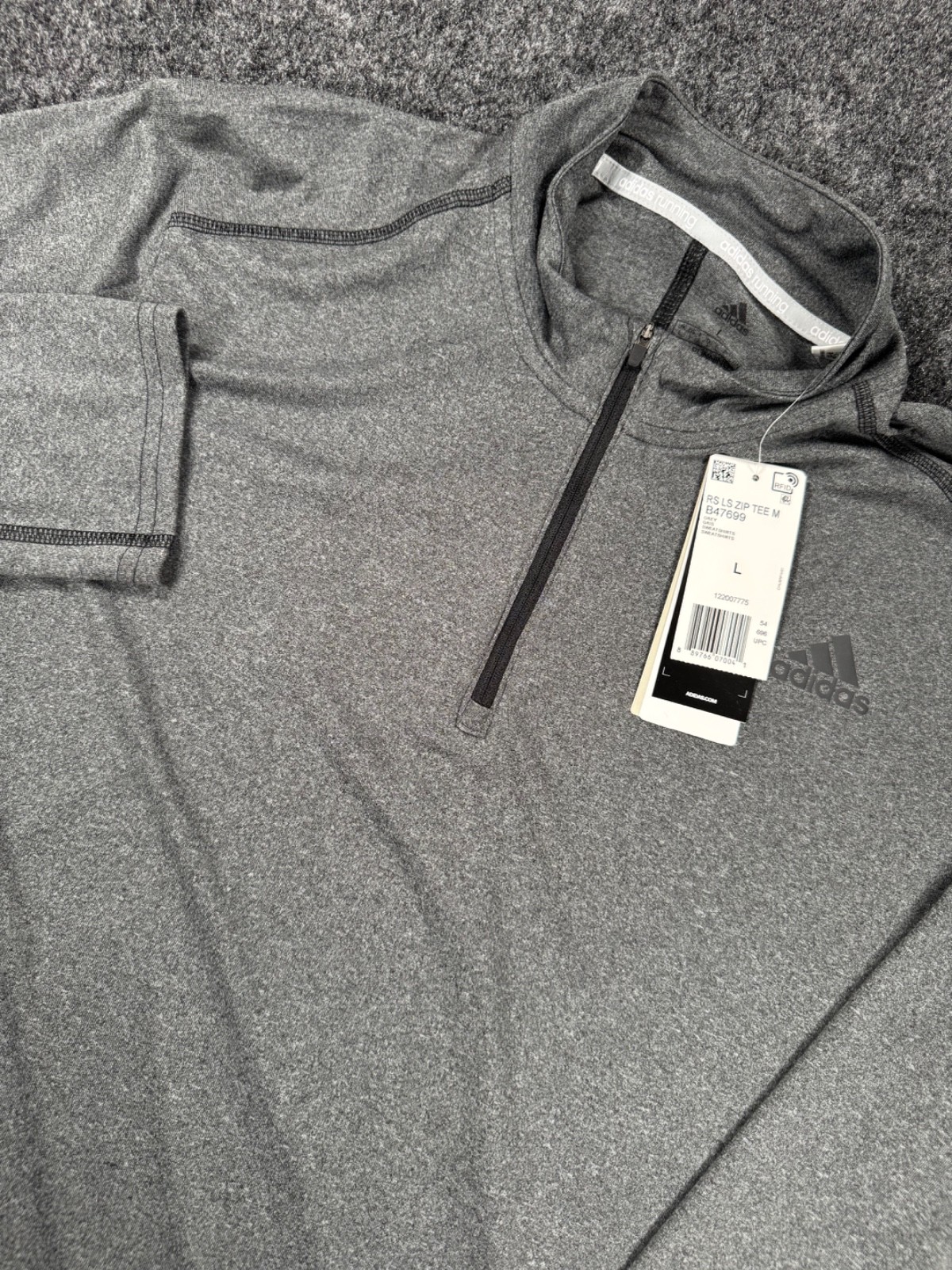 NWT Adidas Climacool Running Quarter Zip Pullover Gray Reflective Mens Large gallery