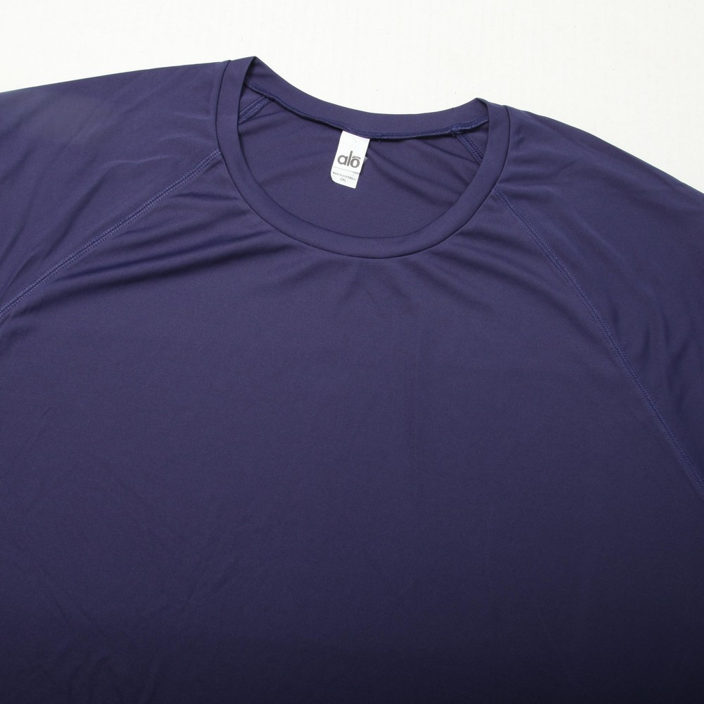 Alo Yoga Shirt Mens 2XL Purple Performance Short Sleeve Crewneck Athletic Raglan