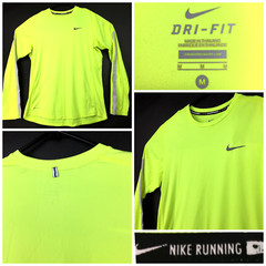 Nike Dri-Fit Running Mens Medium (40 in Chest) Neon Yellow Reflective Active Tee