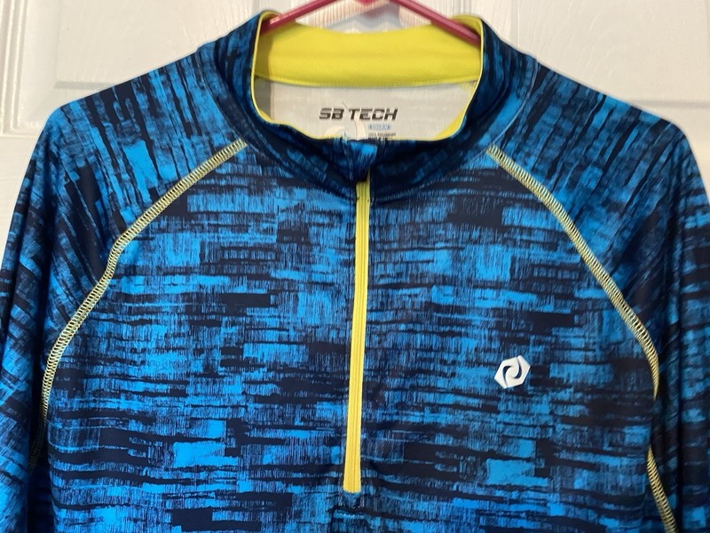 SB Tech Cool Play Mens Long Sleeve Shirt Size XL Blue And Yellow Great Preowned gallery