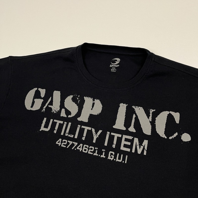 GASP Shirt Mens 2XL XXL Black Oversized Iron Thermal Tee Lifting Workout Gym SS gallery