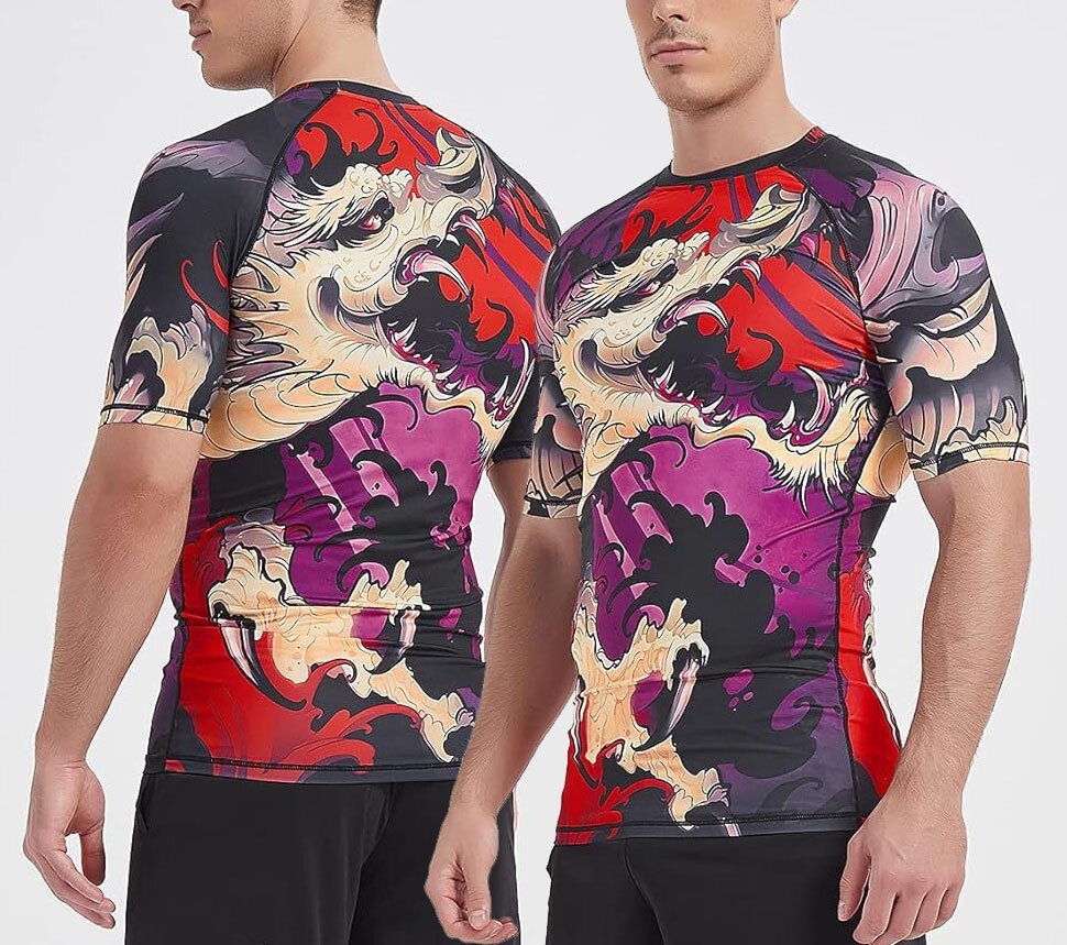 Men's Short Sleeve UPF 50+ Base layer Skins Compression Rash Guard (X-Large) Y08 gallery