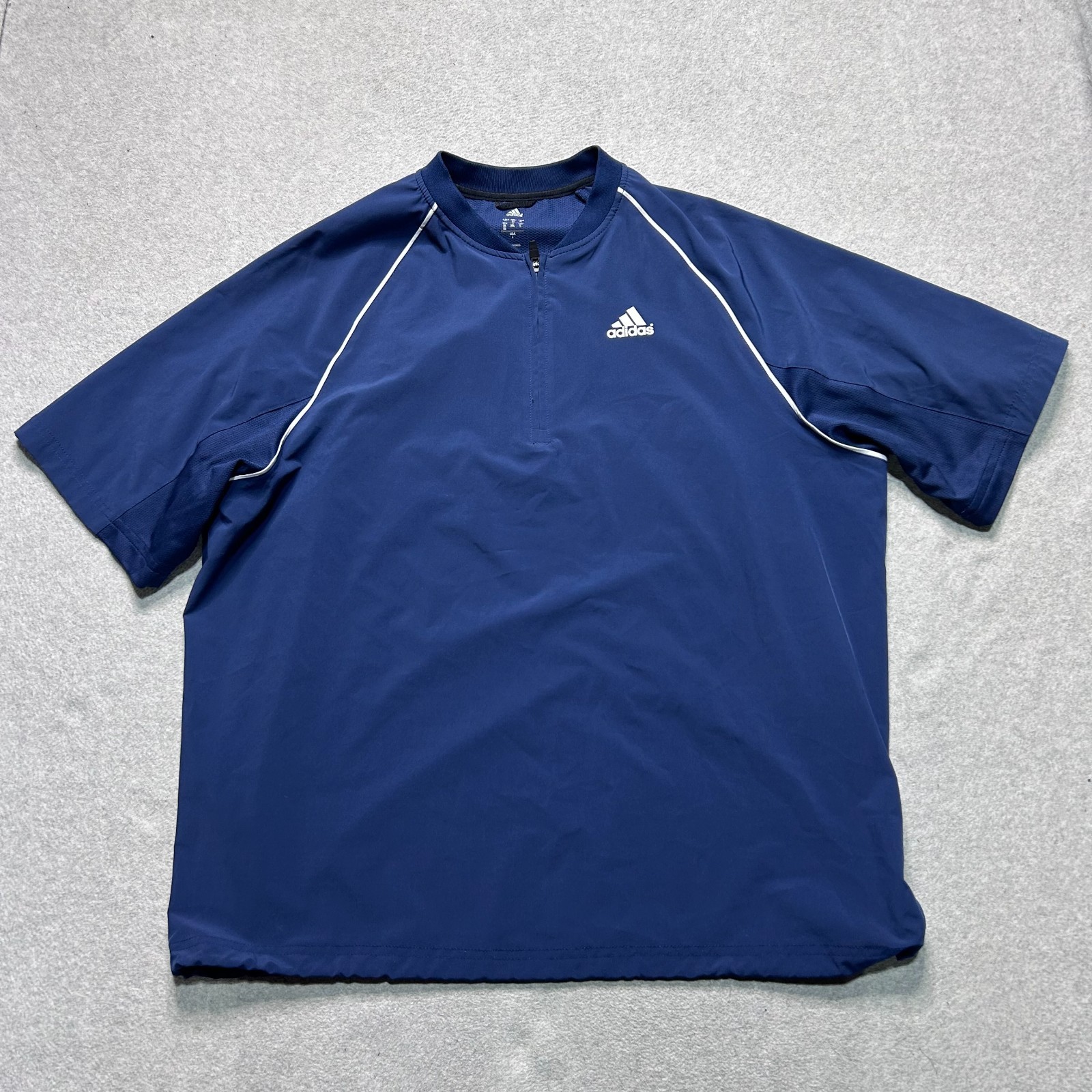 Adidas 1/4 Zip Coaches Pullover Mens Large Navy Blue Performance Short Sleeve gallery