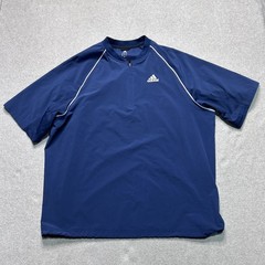 Adidas 1/4 Zip Coaches Pullover Mens Large Navy Blue Performance Short Sleeve