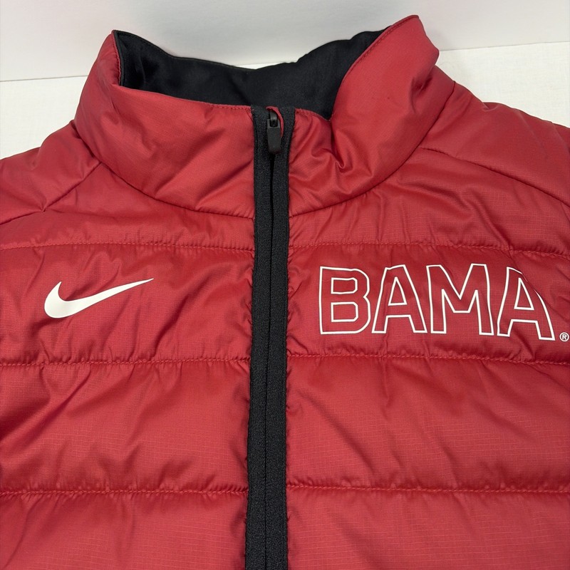 Men's Nike BAMA Alabama Crimson Tide Player Puffer Vest Red/Black reversible M gallery
