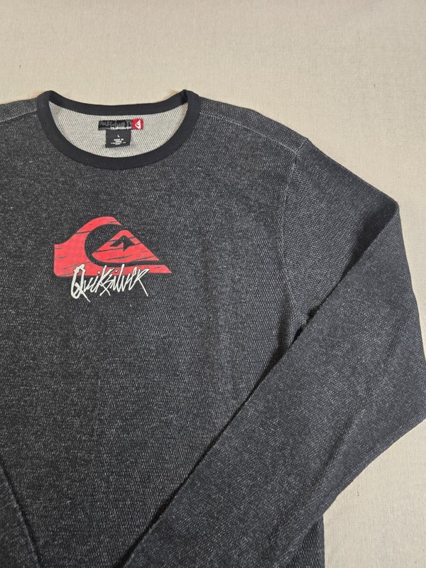 Quicksilver Long-Sleeve Thermal Waffle-Knit Graphic Shirt (Black) Men's L Y2K gallery