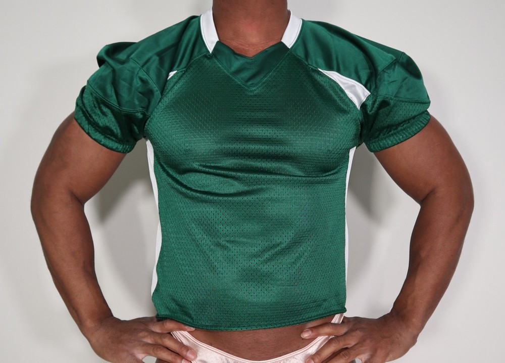 MEN'S DARK GREEN MESH FOOTBALL SHIRT (CUT HEM) MEDIUM