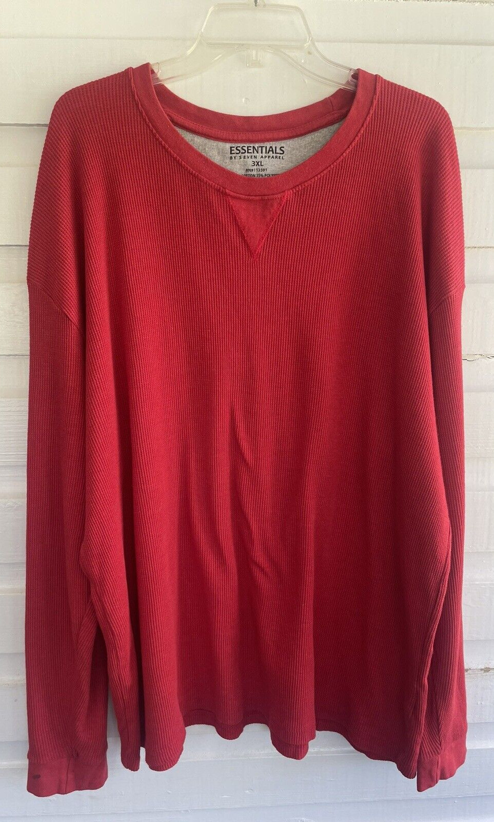 Essentials By Seven Apparel Men's Red Thermal Knit Top Size 3XL gallery