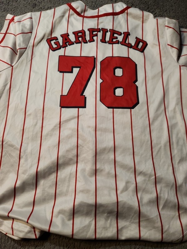 Garfield Graphic Logo Striped Baseball Shirt Mens XL Nickelodeon gallery