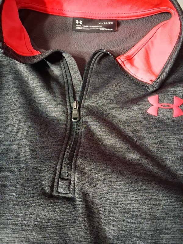 Under Armour Coldgear 1/4 Zip Pullover Gray Heather Orange Neon Mens XL gallery