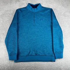 Under Armour Loose 1/4 Zip Jacket Mens Large Blue Green Cold Gear Storm