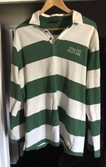 STRAFFE HENDRIK MENS RUGBY LONG SLEEVE SHIRT GREEN WHITE STRIPED XXL LOOK!!!