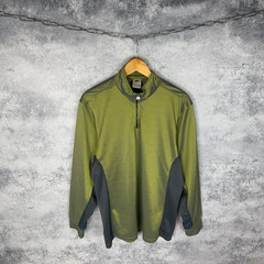Vintage Nike Green Gray Quarter Zip Pullover Long Sleeve Shirt Size S Thailand
