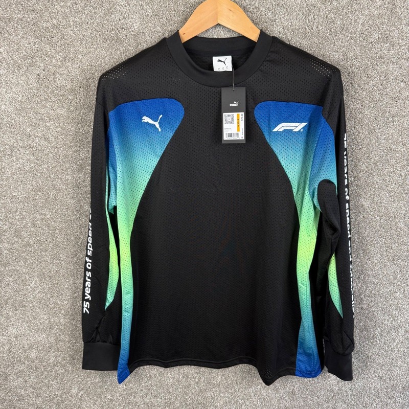 Puma Formula 1 Oversized Long Sleeve Mesh Shirt Black Men Size Small NEW gallery