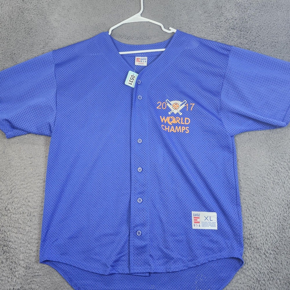 Eagle USA Baseball Jersey Shirt Mens XL Blue 2017 World Champs Springer