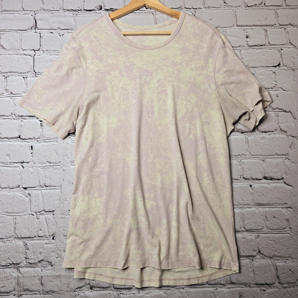 Lululemon Mens 5 Year Basic Tee Cloudy Wash Misty Pink Cream Tshirt Size Unknown