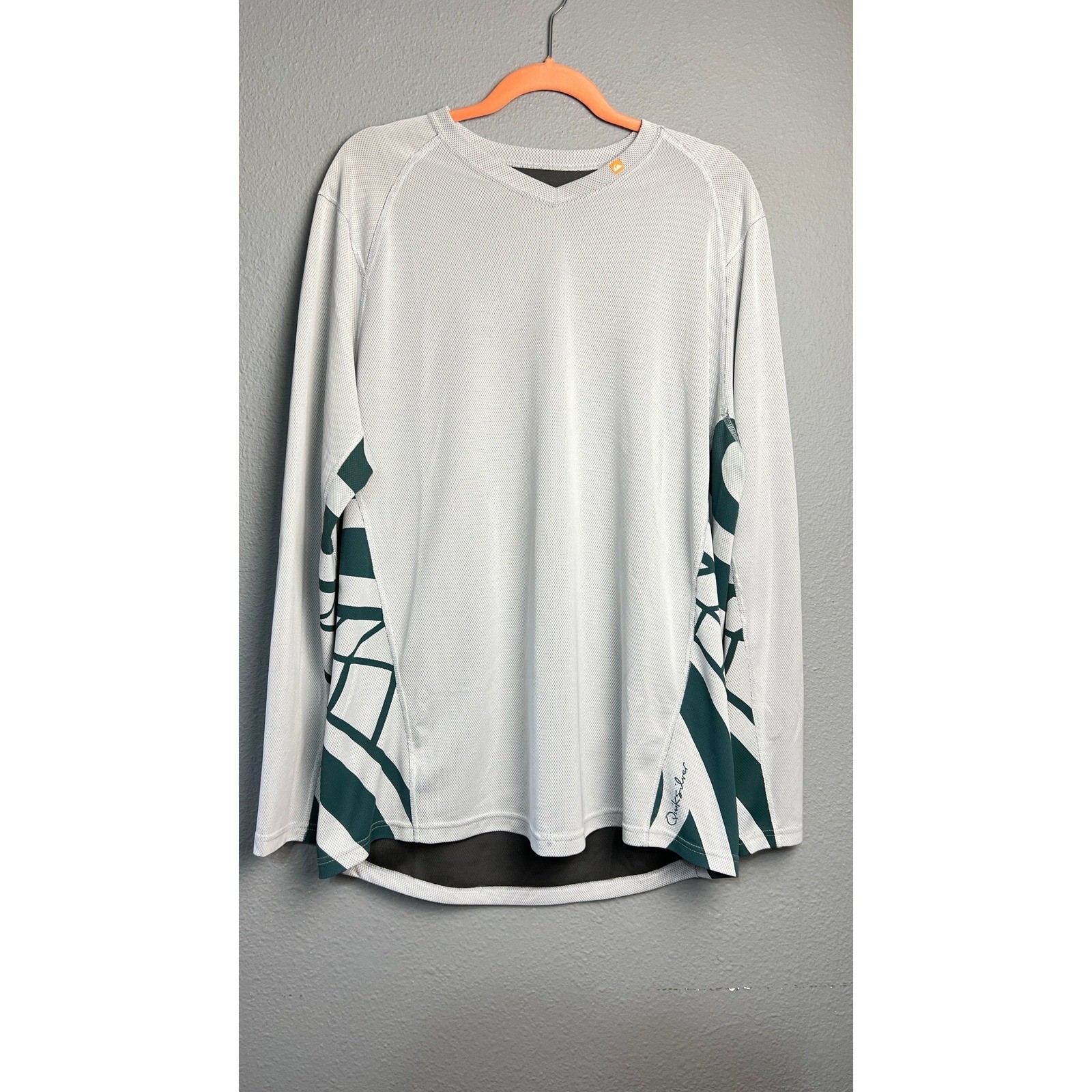 Quiksilver Mens XXL Grey Green Bamboo Charcoal Mesh Cycling Jersey Long Sleeve gallery
