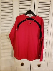 Majestic Therma Base Red and Black Long Sleeve Pullover Shirt Cardinal Logo