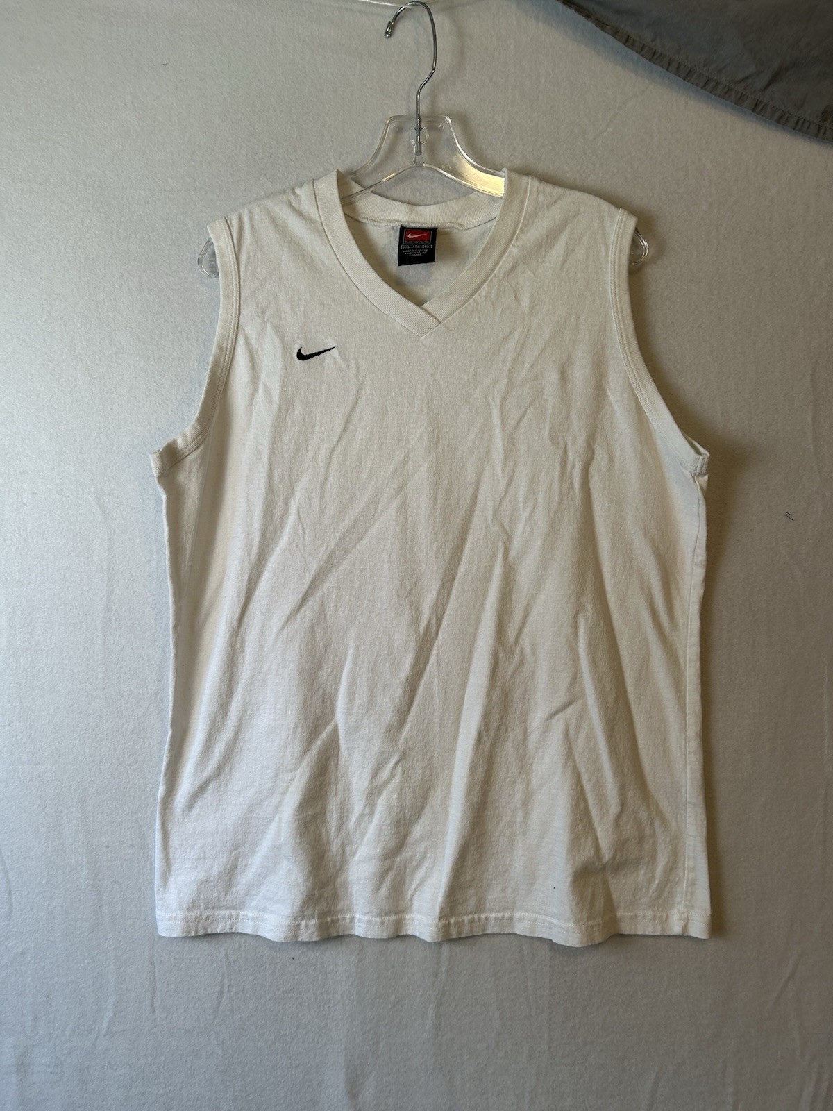 White Mens Nike Cut off Tank Top Size 2XL #1339 gallery