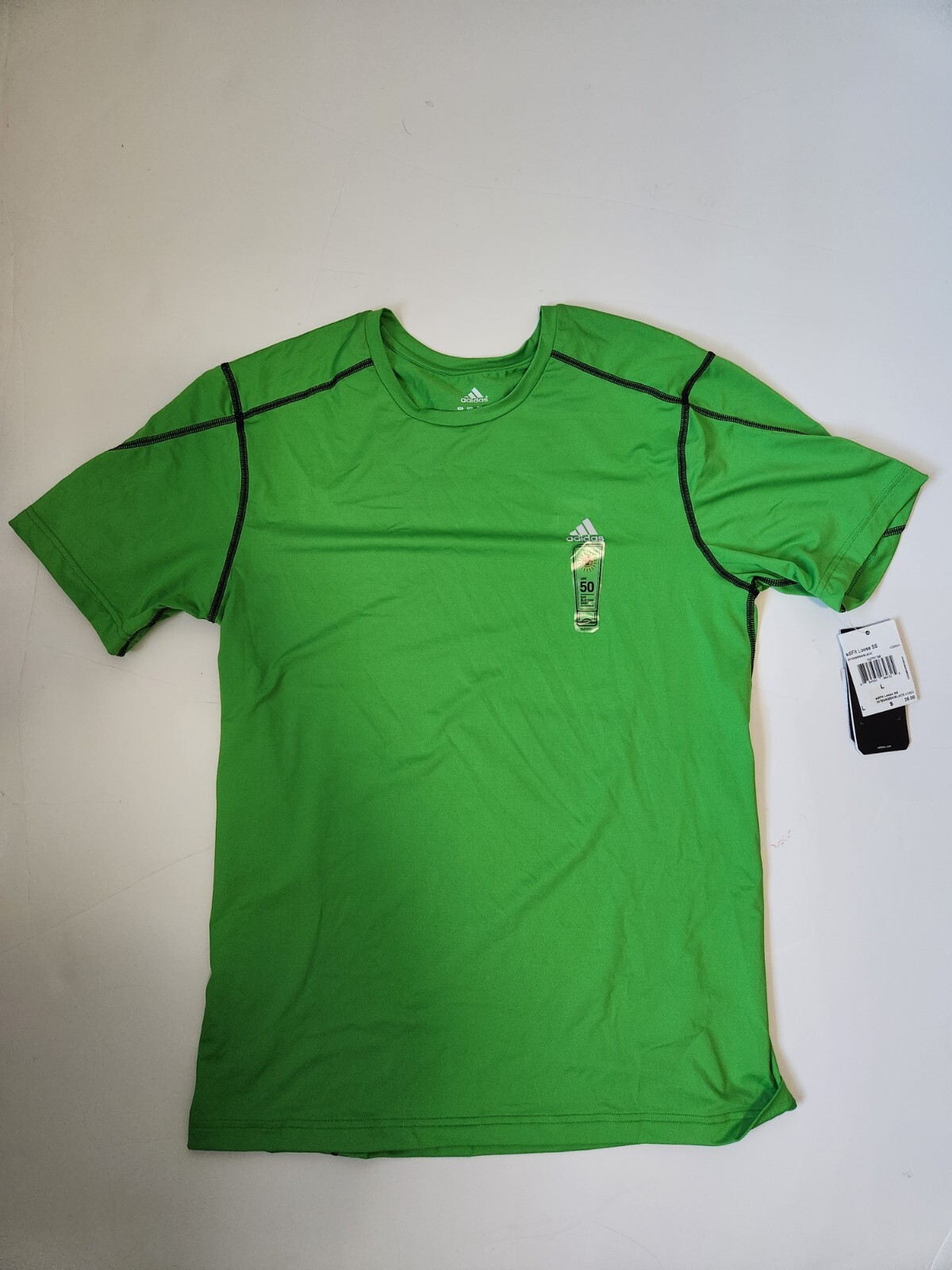 adidas Men's Tech Short-Sleeve Training Tee, Intense Green/Black, L gallery