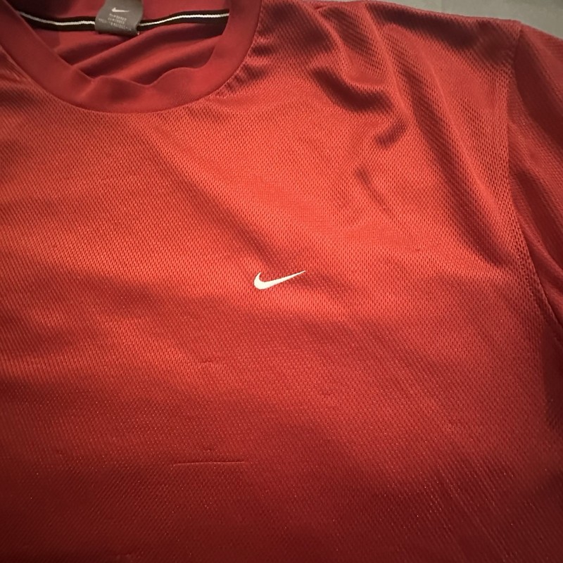 Vintage Nike T-Shirt Mens 2XL Mesh Jersey Red Swoosh Embroidery 00s Y2K Gym gallery