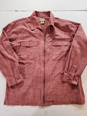 Scandia Woods Mens Red Zip Up Long Sleeved Shirt Collared Double Pockets Sz XL