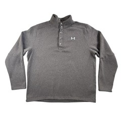 Under Armour Pullover Mens 2XL Brown ColdGear Storm 1 Button Mock Neck Fleece