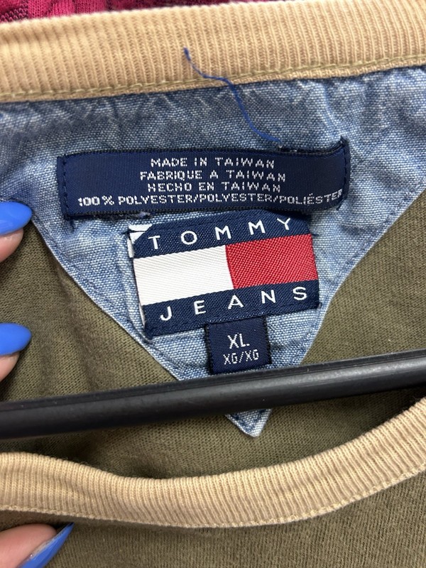 Vintage Tommy Jeans Olive Sleeveless Tank Top Men’s XL Flag Logo 90s Y2 gallery