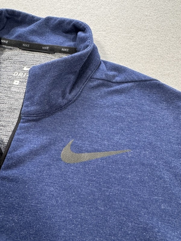 Nike Pullover Mens Medium Blue Dri-Fit Dry 1/2 Zip Stretch Golf Sports gallery
